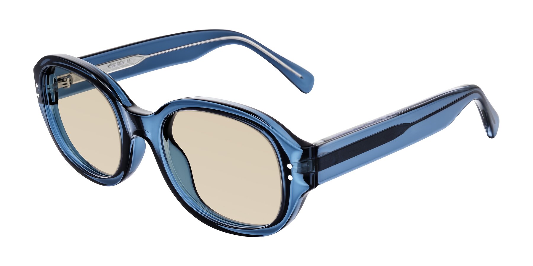 Angle of Novak in Translucent Blue with Light Brown Tinted Lenses