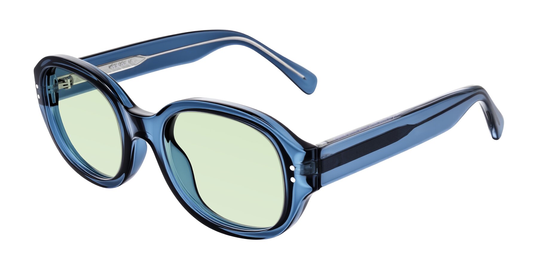 Angle of Novak in Translucent Blue with Light Green Tinted Lenses