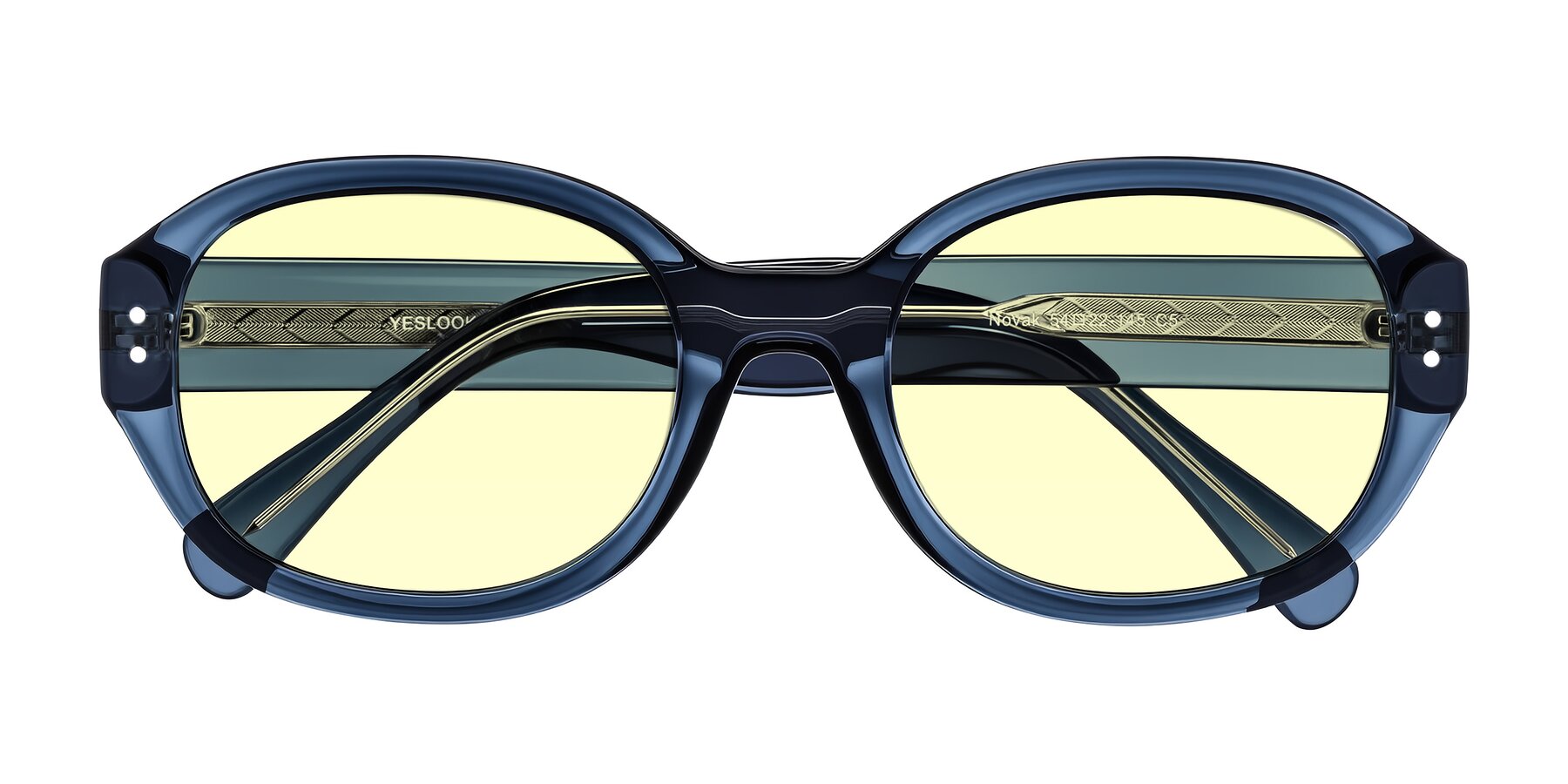 Folded Front of Novak in Translucent Blue with Light Yellow Tinted Lenses