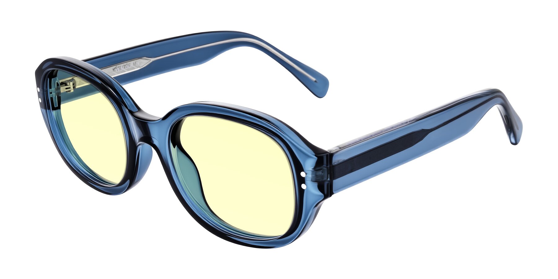 Angle of Novak in Translucent Blue with Light Yellow Tinted Lenses