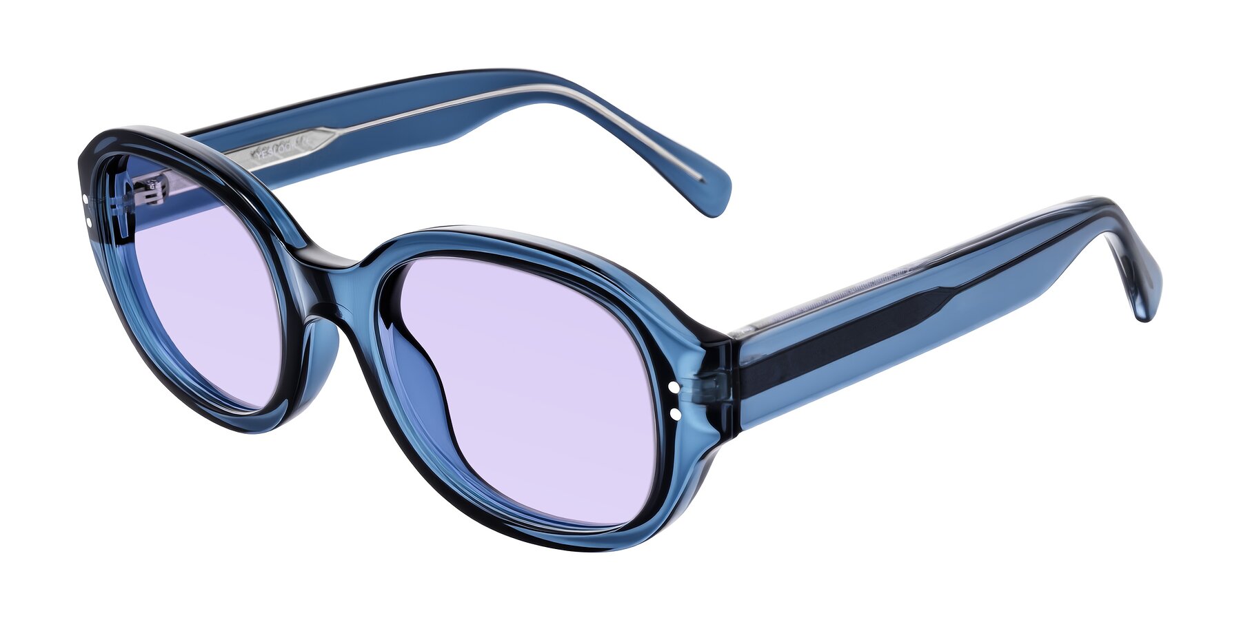 Angle of Novak in Translucent Blue with Light Purple Tinted Lenses