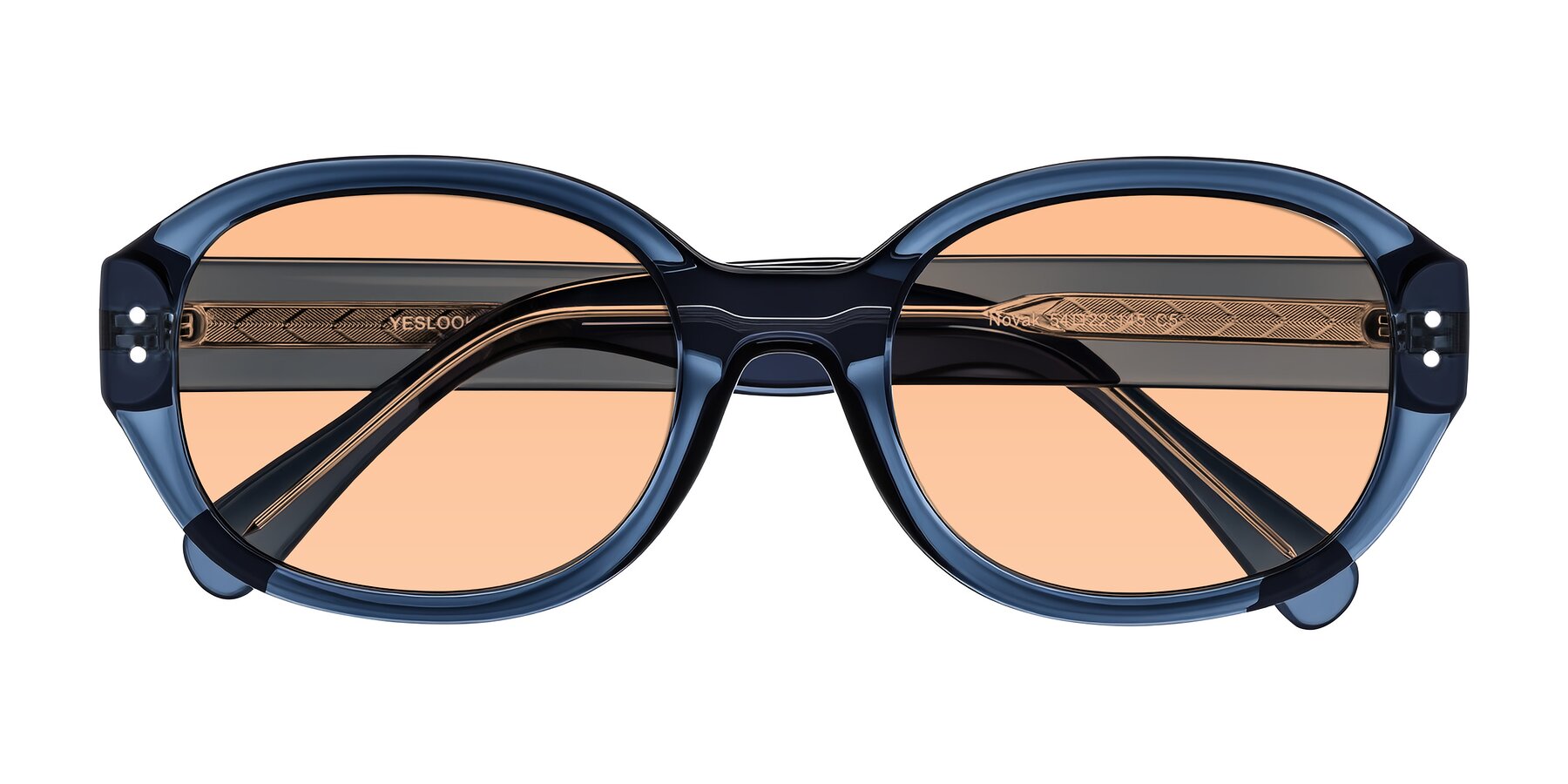 Folded Front of Novak in Translucent Blue with Light Orange Tinted Lenses