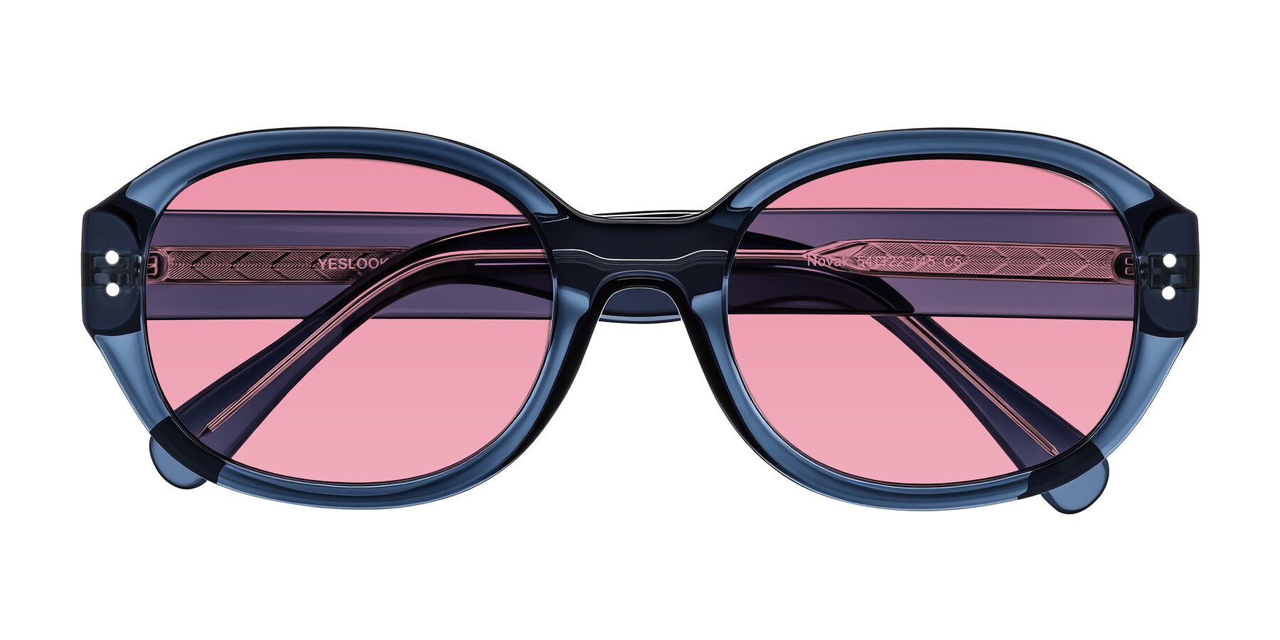 Translucent Blue Hipster Oversized Oval Tinted Sunglasses with Pink ...