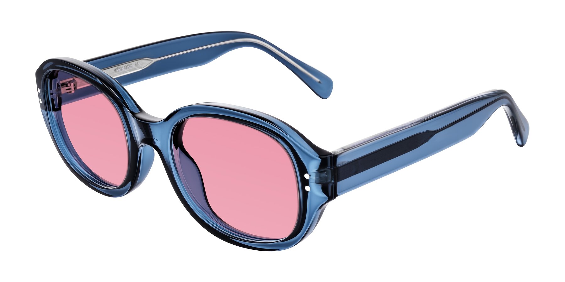 Translucent Blue Hipster Oversized Oval Tinted Sunglasses with Pink ...
