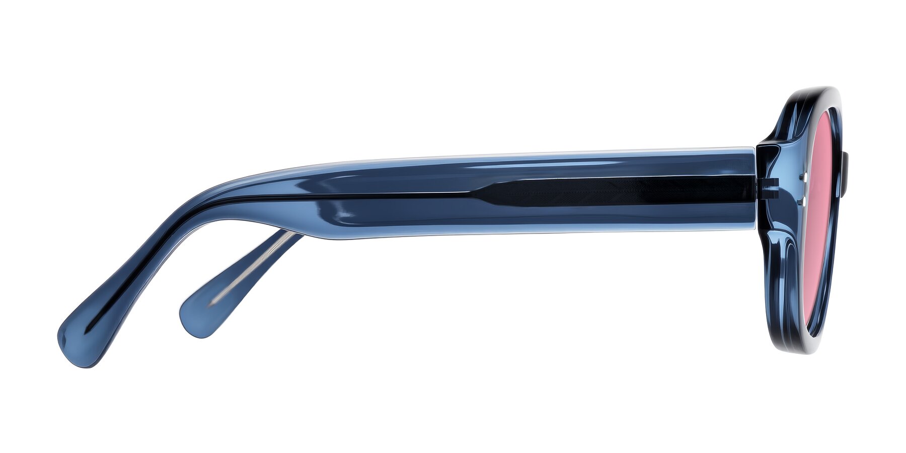 Translucent Blue Hipster Oversized Oval Tinted Sunglasses with Pink ...