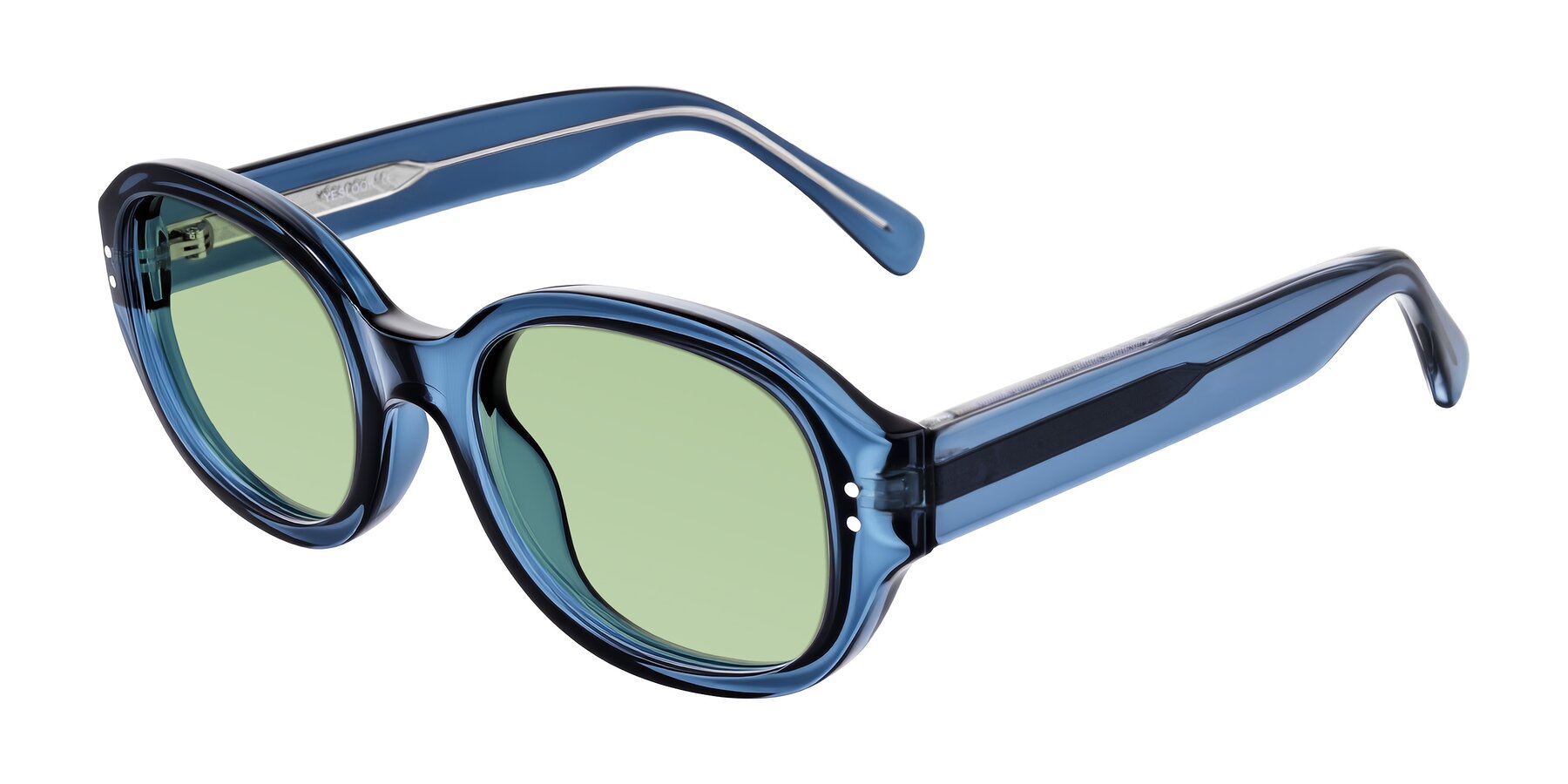 Angle of Novak in Translucent Blue with Medium Green Tinted Lenses