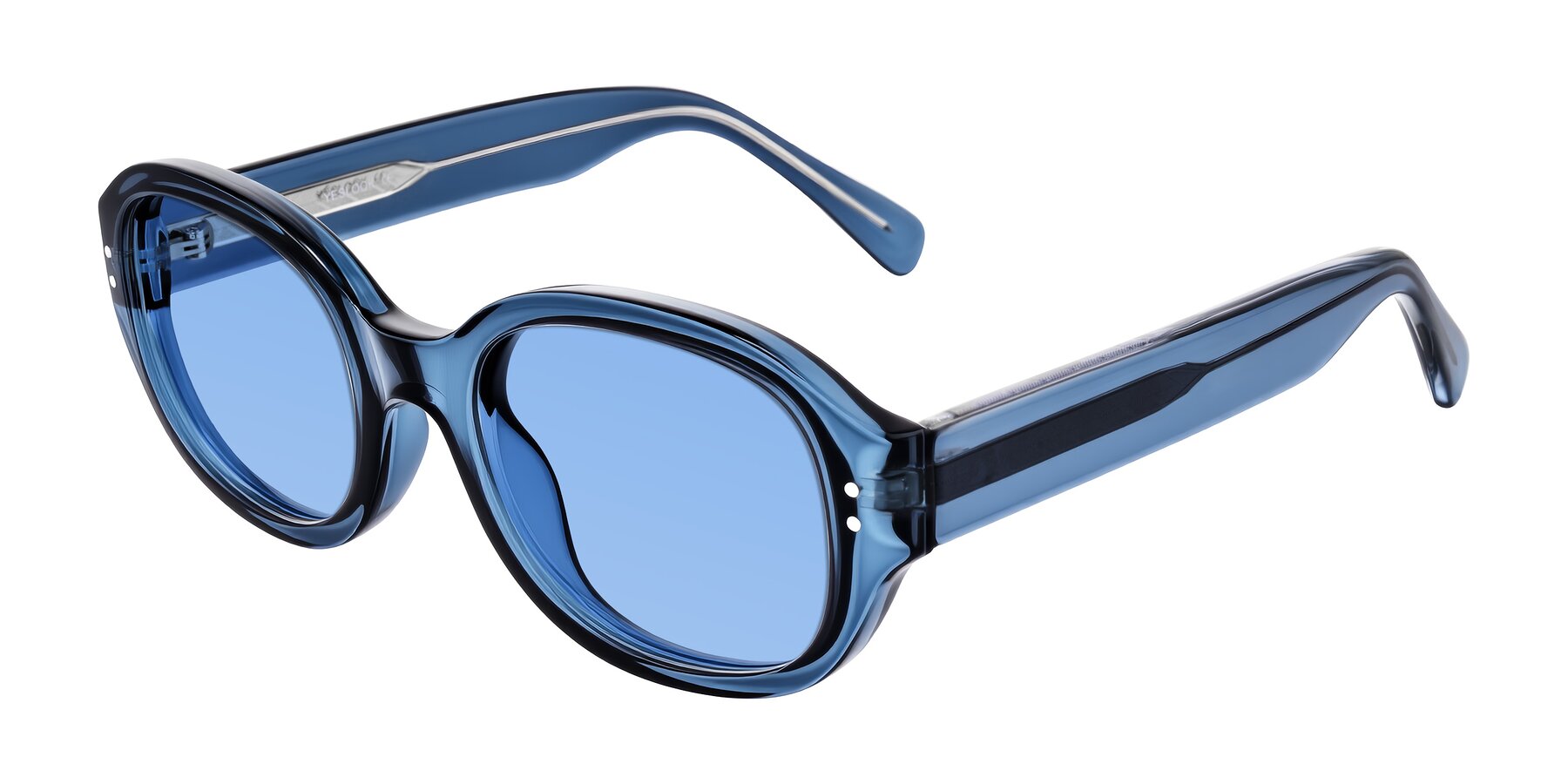 Angle of Novak in Translucent Blue with Medium Blue Tinted Lenses