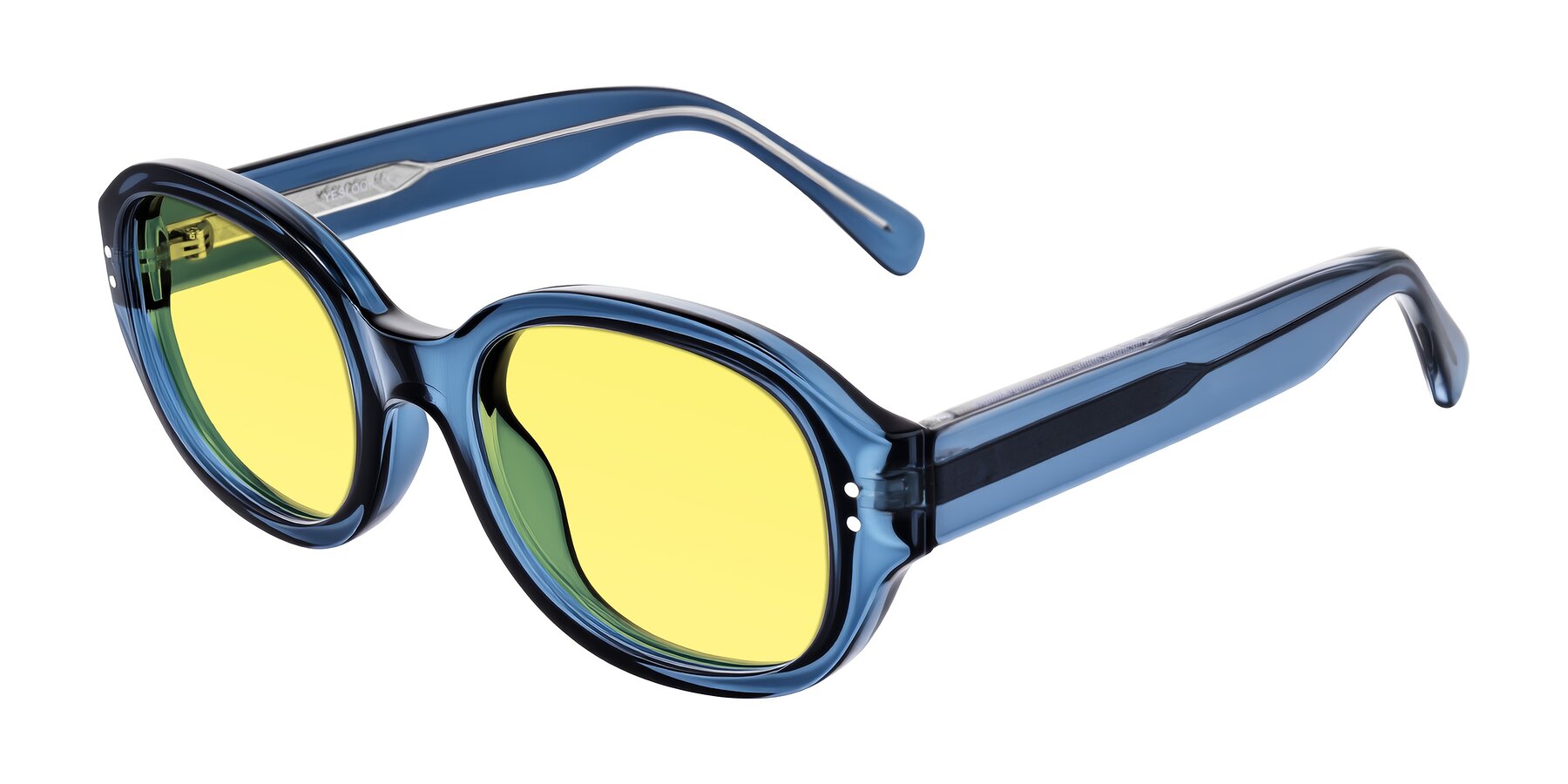 Angle of Novak in Translucent Blue with Medium Yellow Tinted Lenses