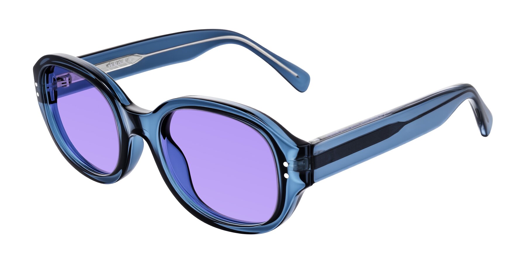 Angle of Novak in Translucent Blue with Medium Purple Tinted Lenses