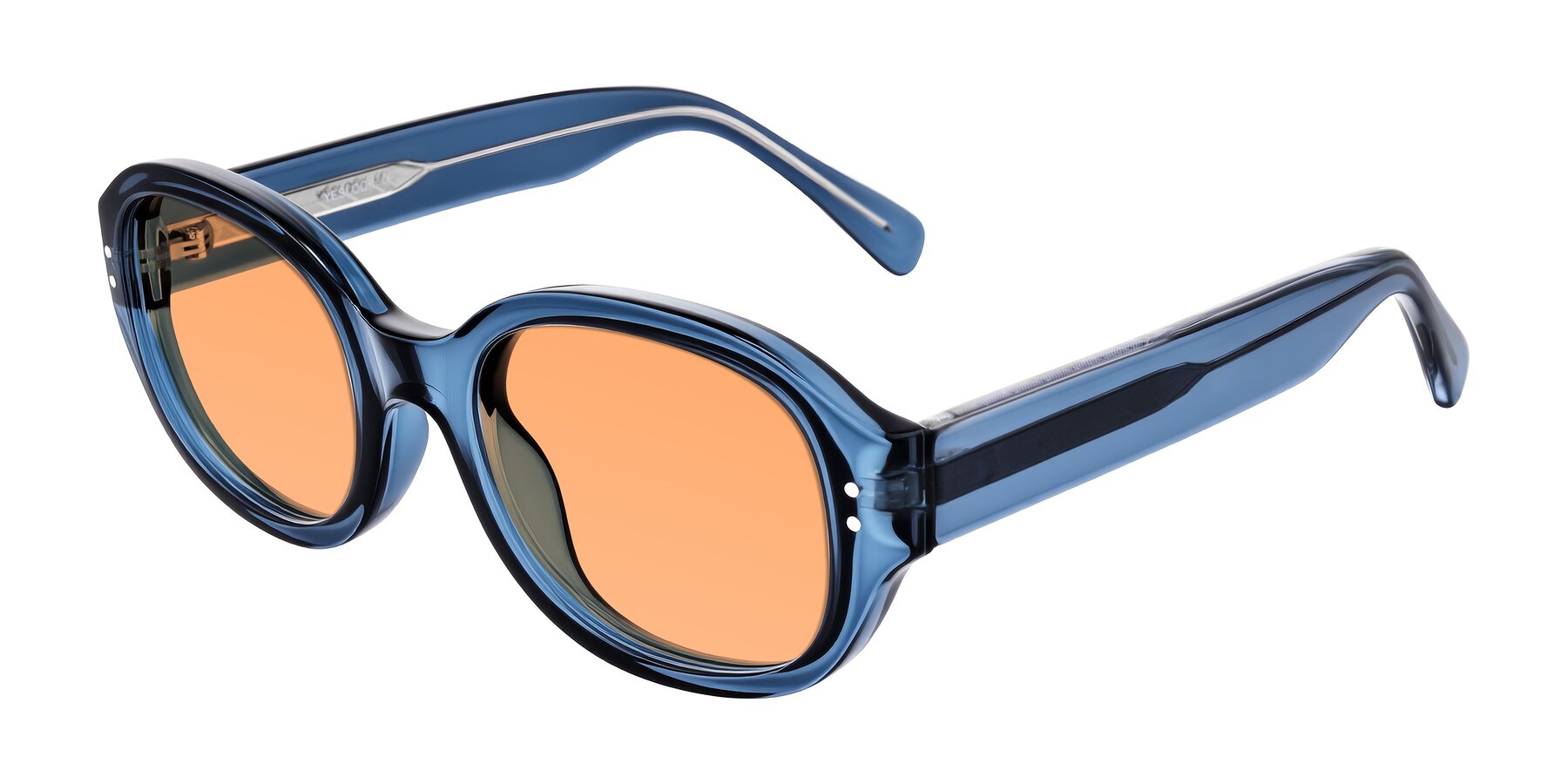 Angle of Novak in Translucent Blue with Medium Orange Tinted Lenses