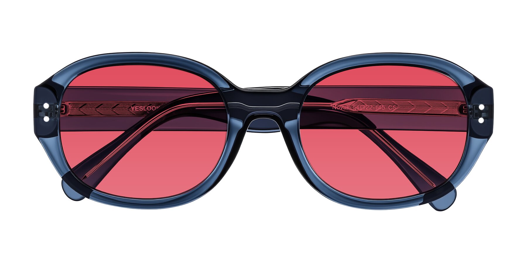 Folded Front of Novak in Translucent Blue with Red Tinted Lenses