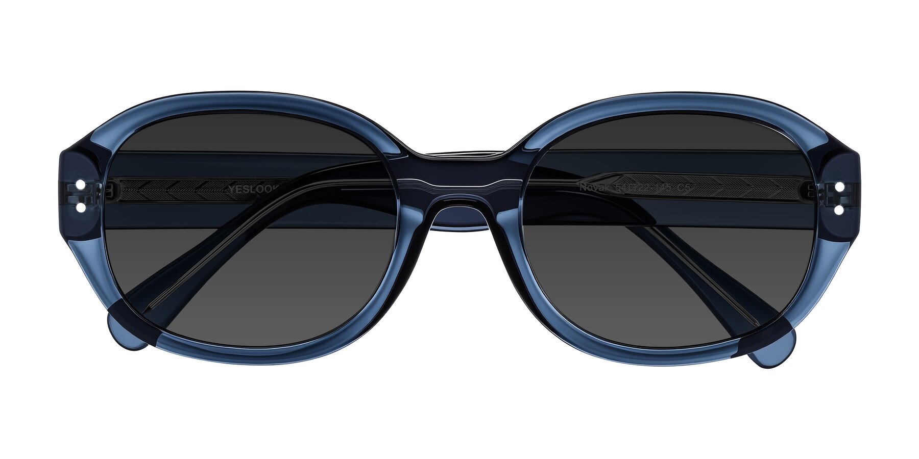 Folded Front of Novak in Translucent Blue with Gray Tinted Lenses