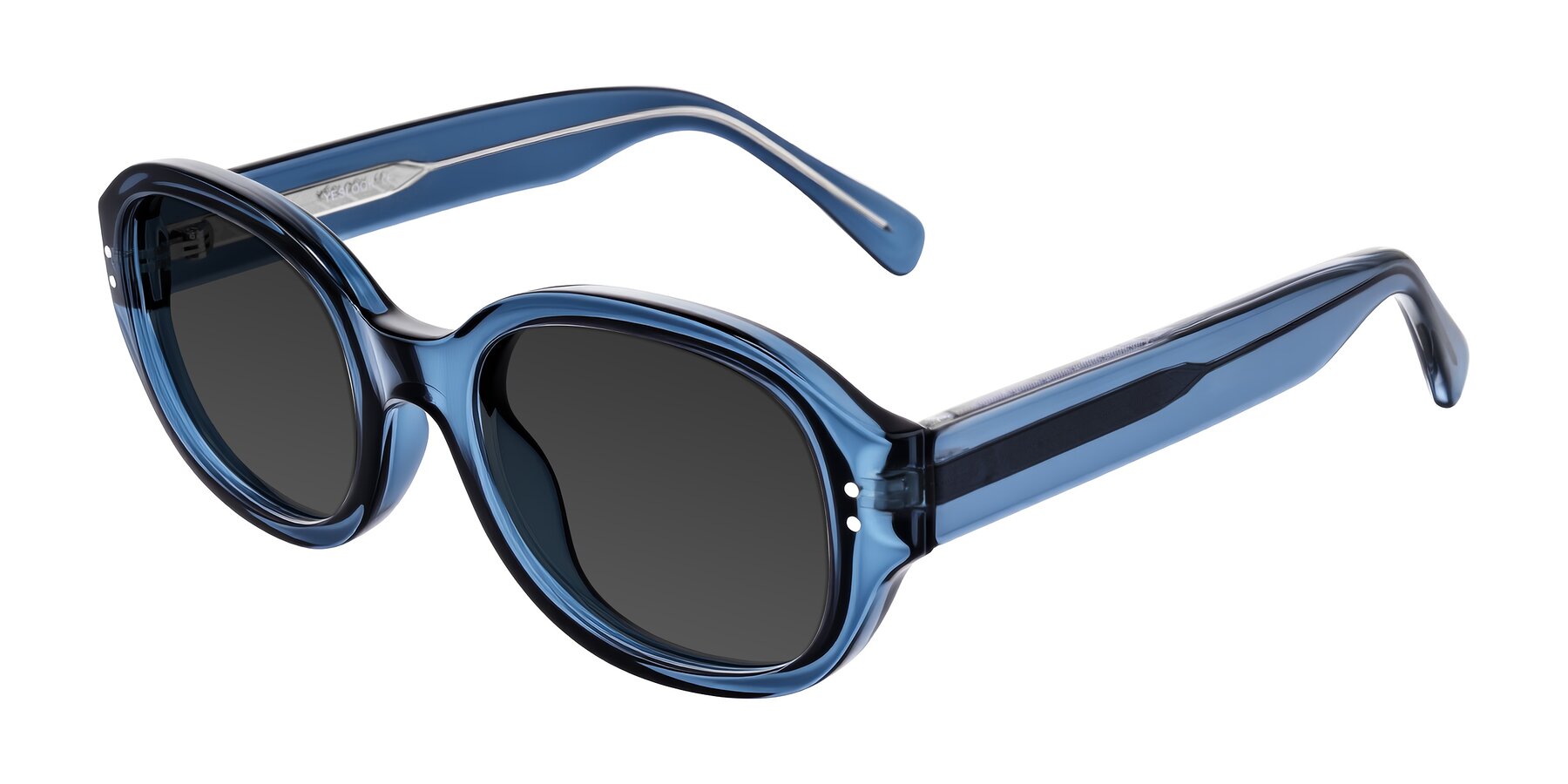 Angle of Novak in Translucent Blue with Gray Tinted Lenses