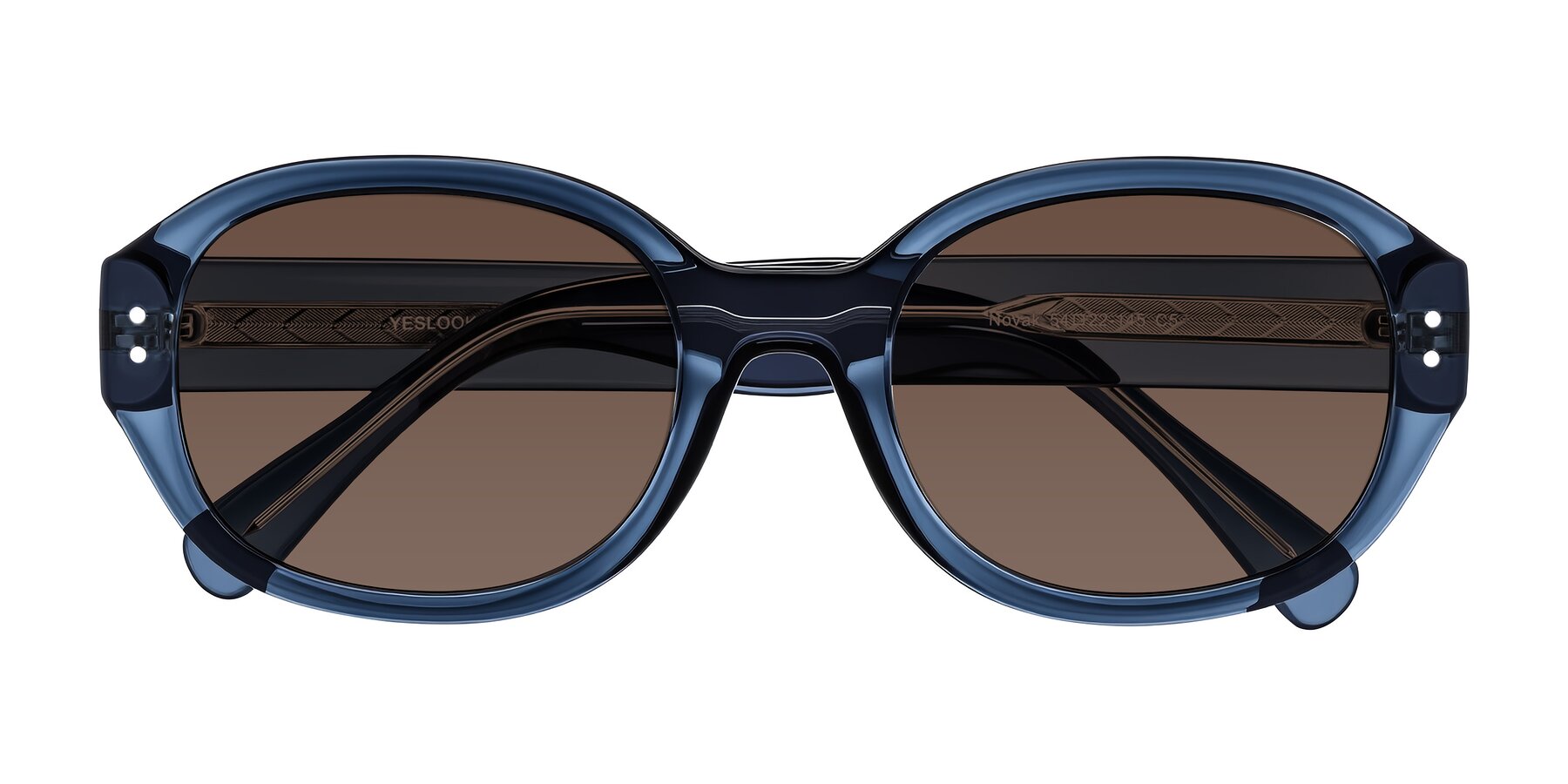 Folded Front of Novak in Translucent Blue with Brown Tinted Lenses