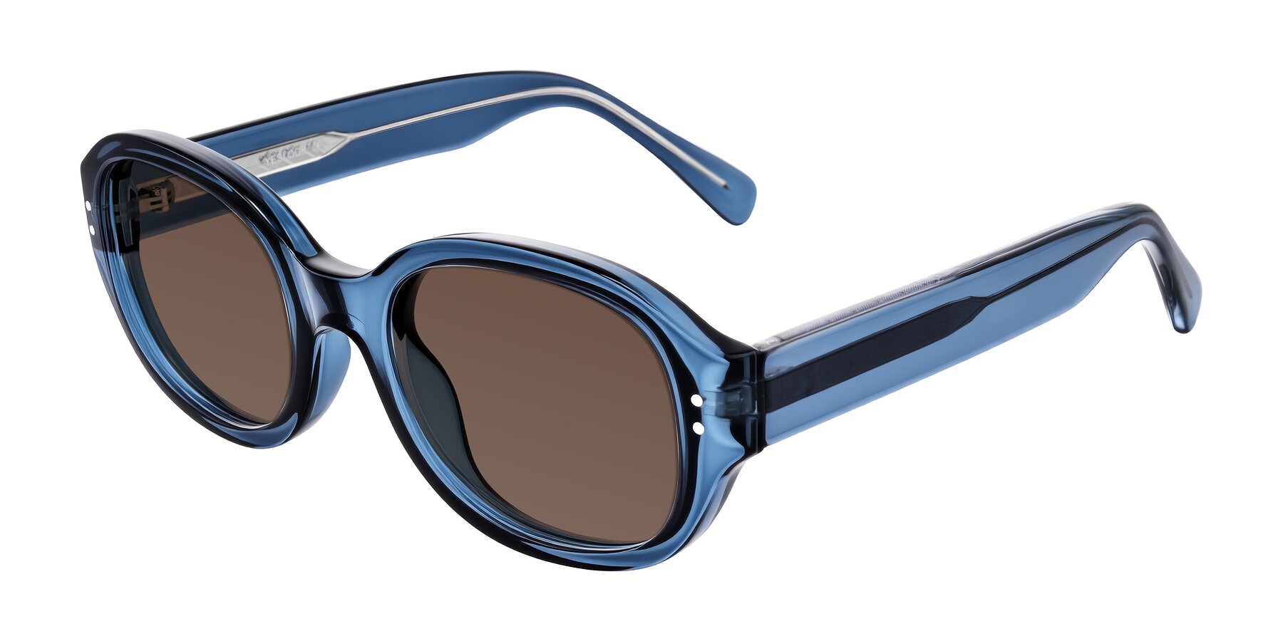 Angle of Novak in Translucent Blue with Brown Tinted Lenses