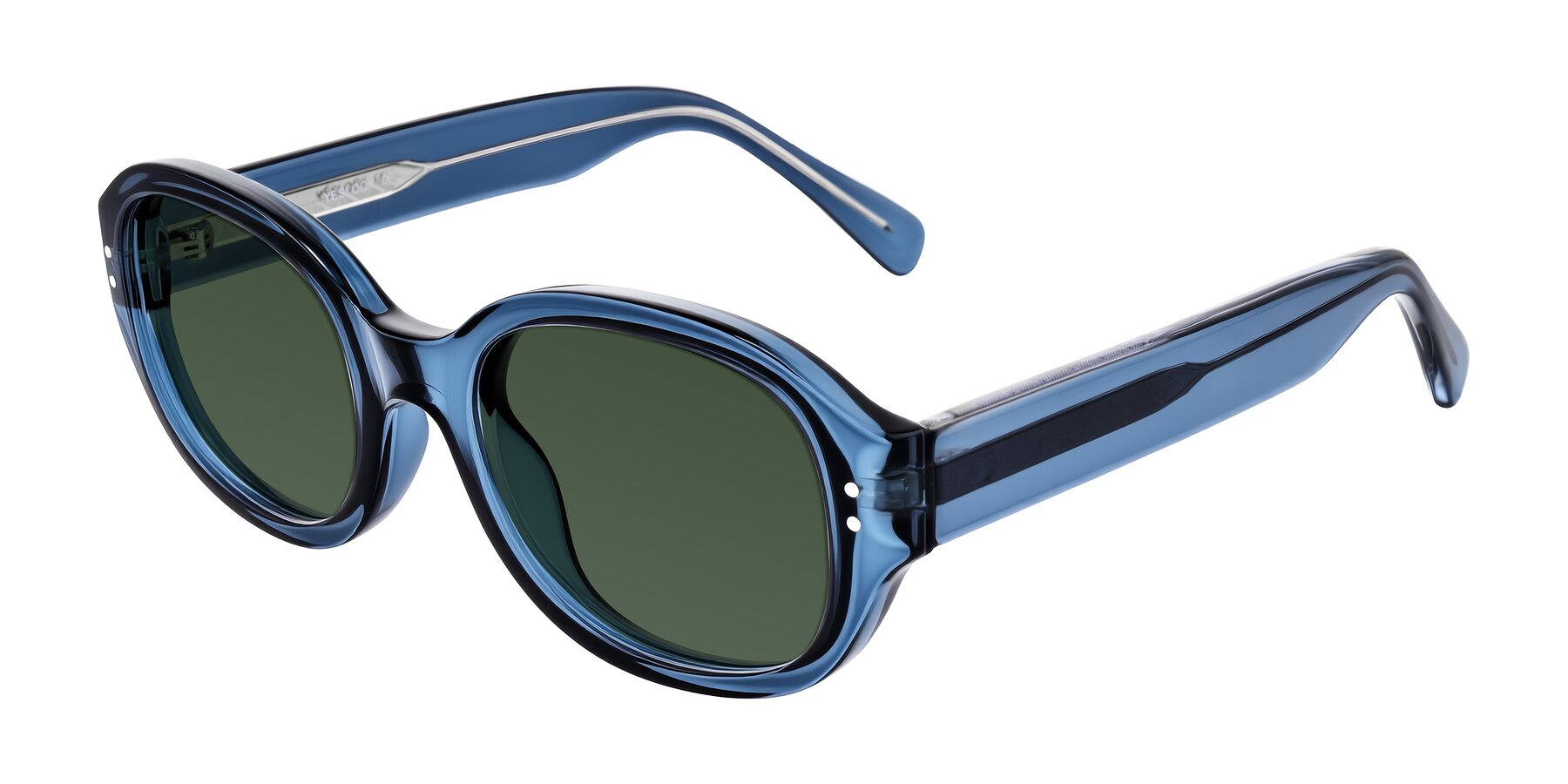 Angle of Novak in Translucent Blue with Green Tinted Lenses