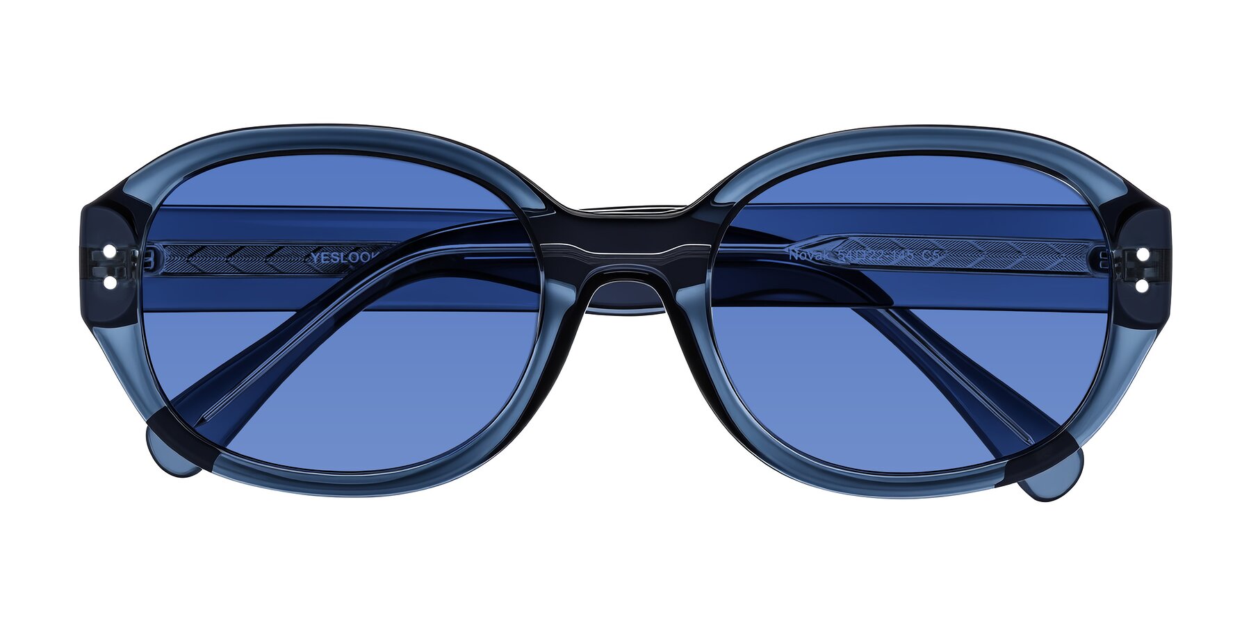 Folded Front of Novak in Translucent Blue with Blue Tinted Lenses
