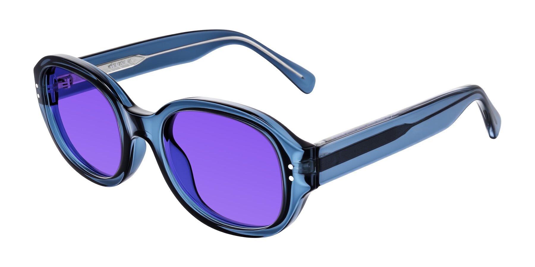 Angle of Novak in Translucent Blue with Purple Tinted Lenses