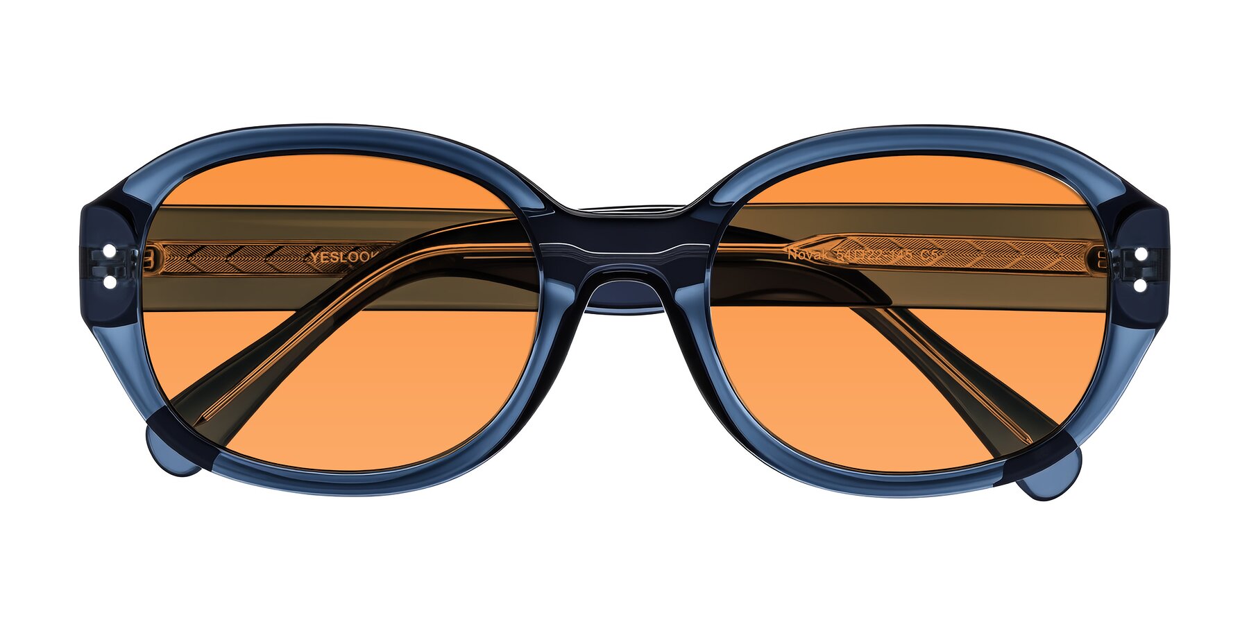 Folded Front of Novak in Translucent Blue with Orange Tinted Lenses