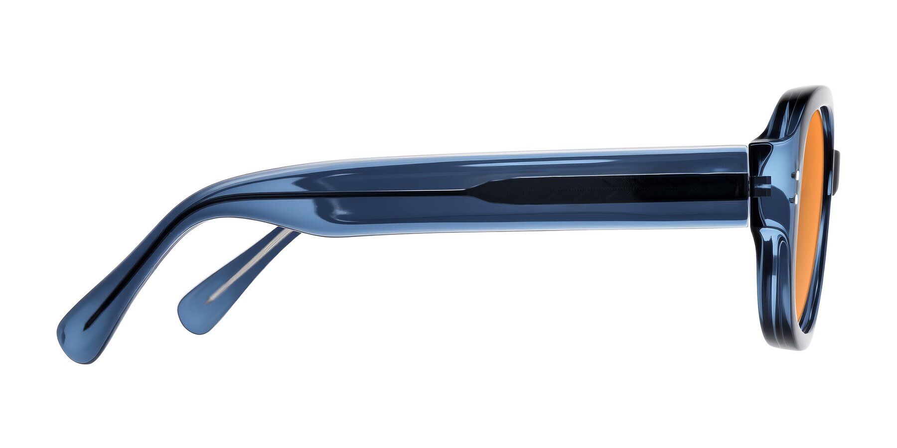 Side of Novak in Translucent Blue with Orange Tinted Lenses