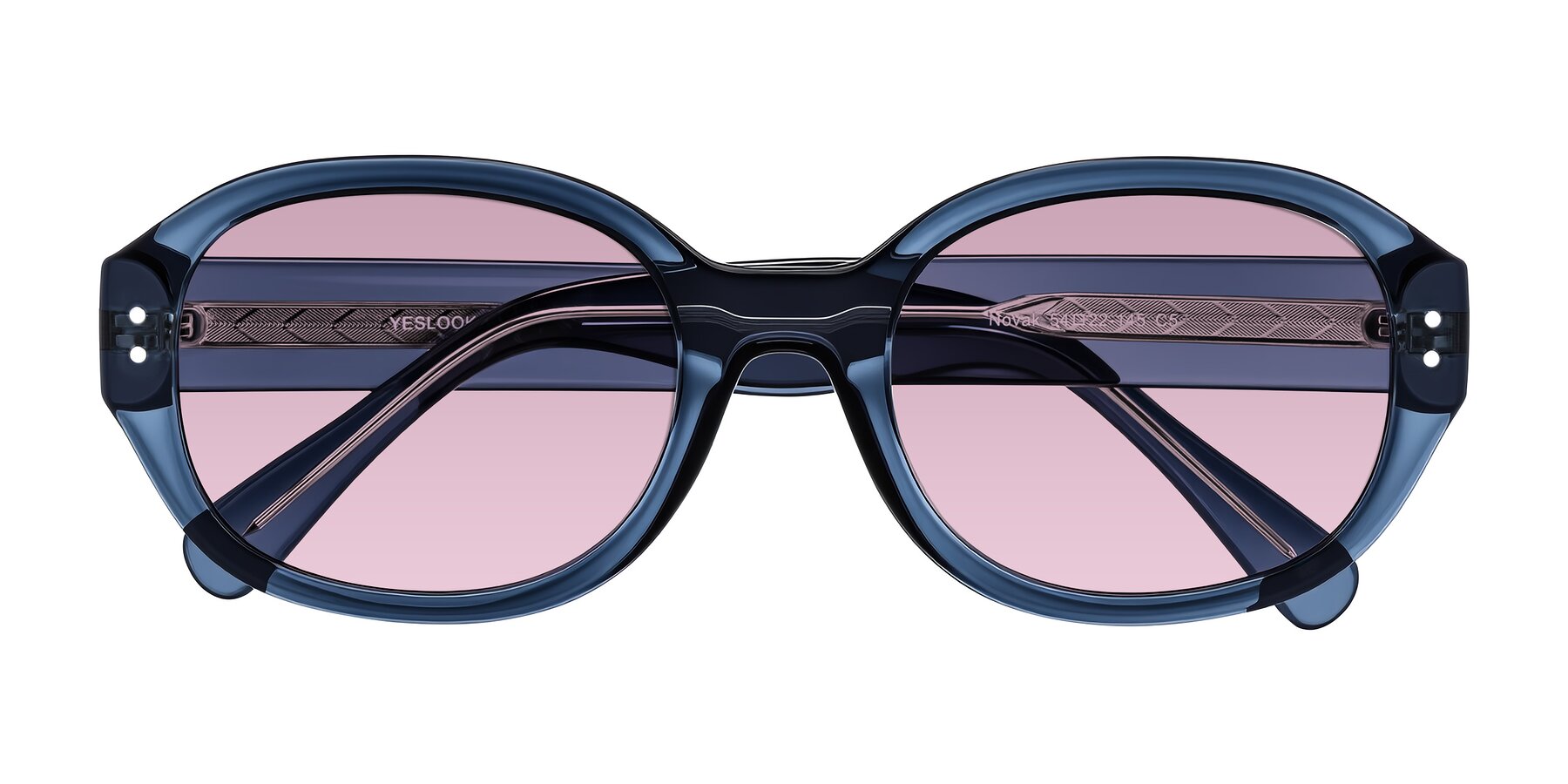 Folded Front of Novak in Translucent Blue with Light Wine Tinted Lenses