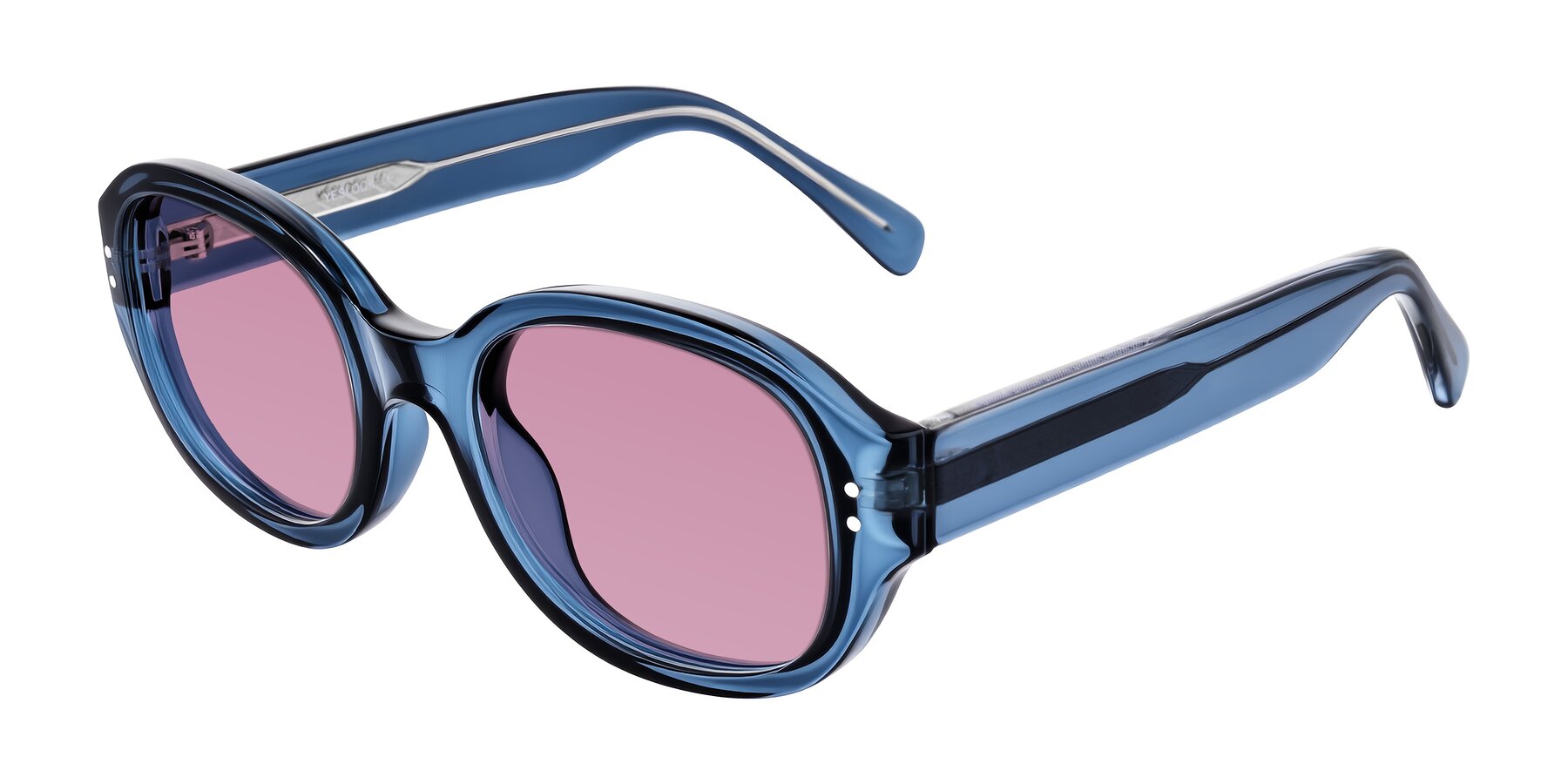 Angle of Novak in Translucent Blue with Medium Wine Tinted Lenses