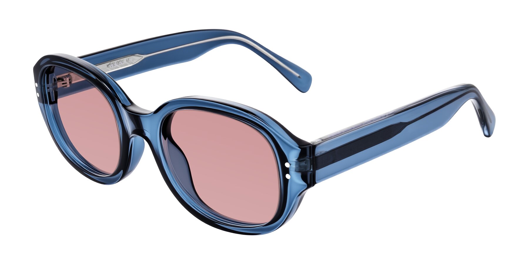 Angle of Novak in Translucent Blue with Medium Garnet Tinted Lenses