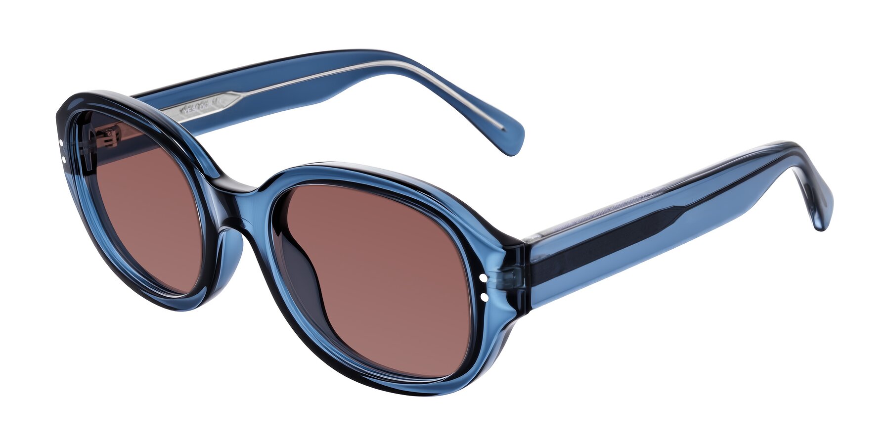 Angle of Novak in Translucent Blue with Garnet Tinted Lenses