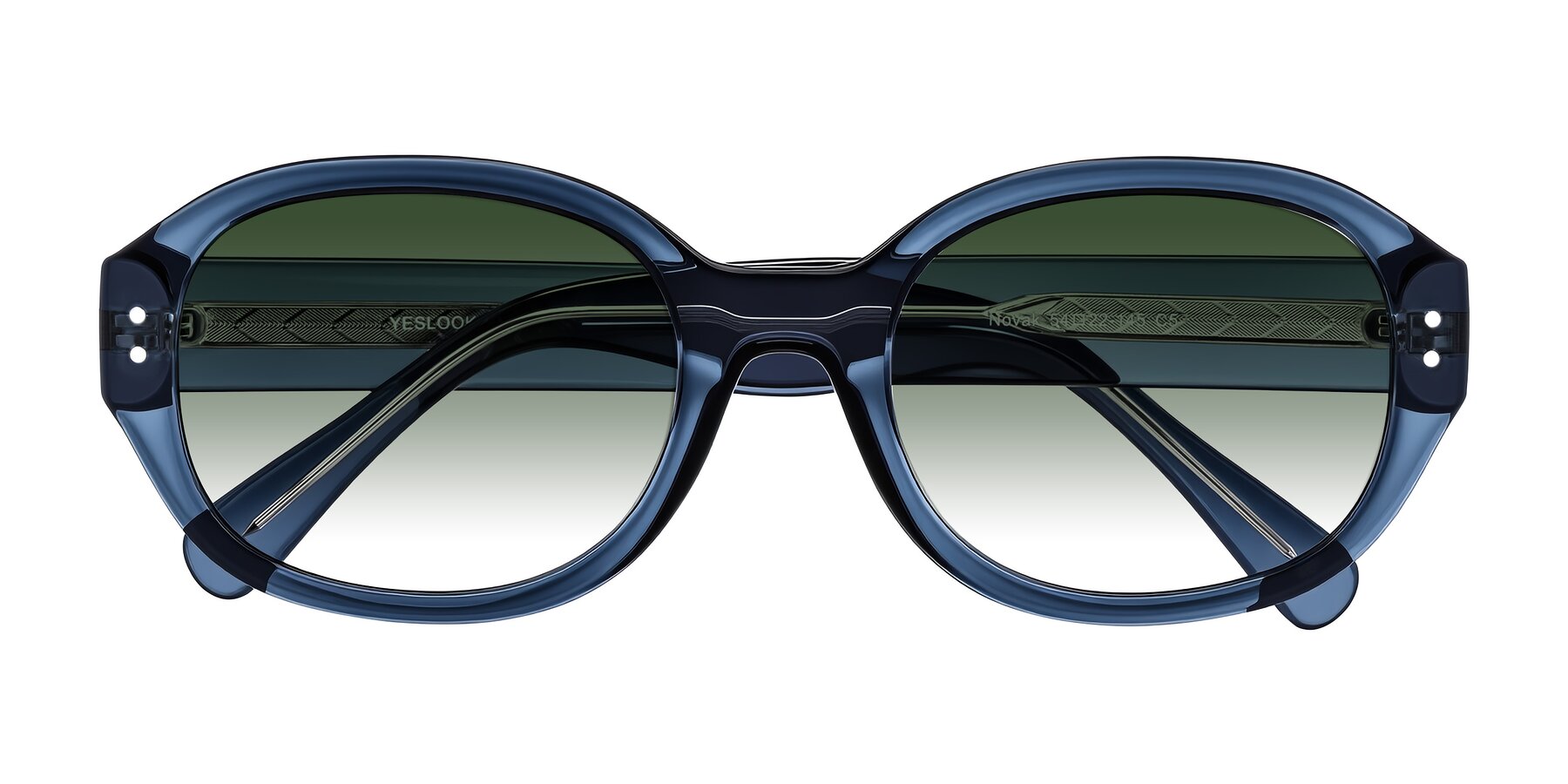 Folded Front of Novak in Translucent Blue with Green Gradient Lenses