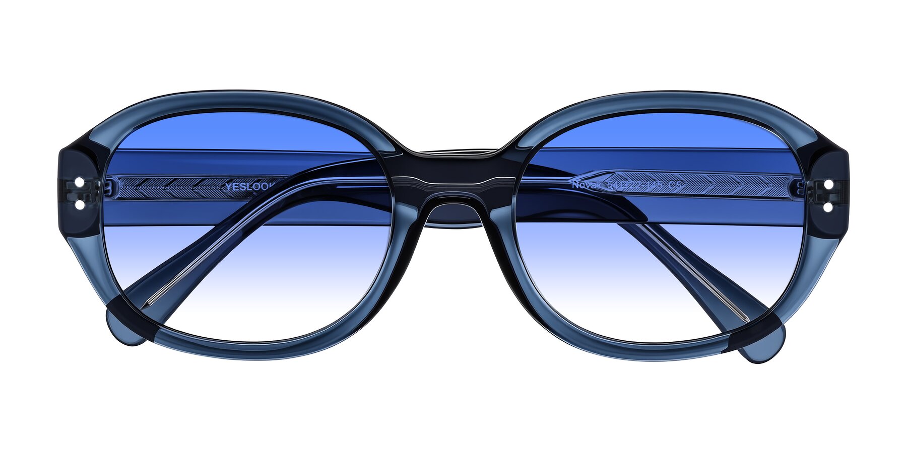 Folded Front of Novak in Translucent Blue with Blue Gradient Lenses