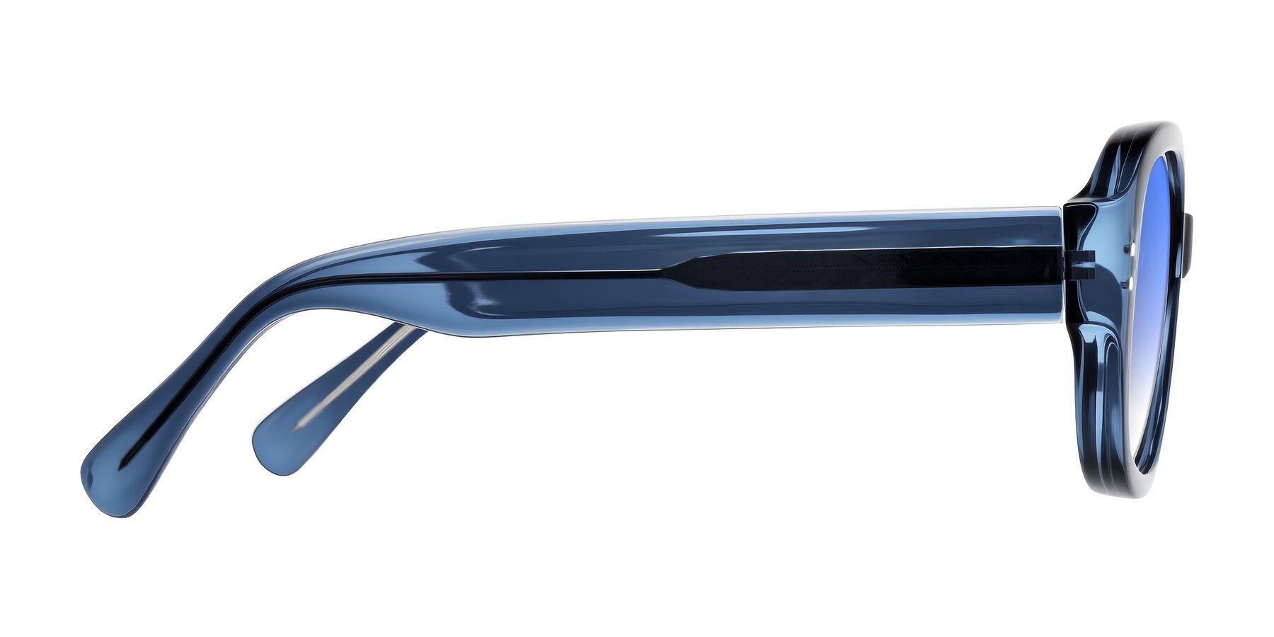 Side of Novak in Translucent Blue with Blue Gradient Lenses
