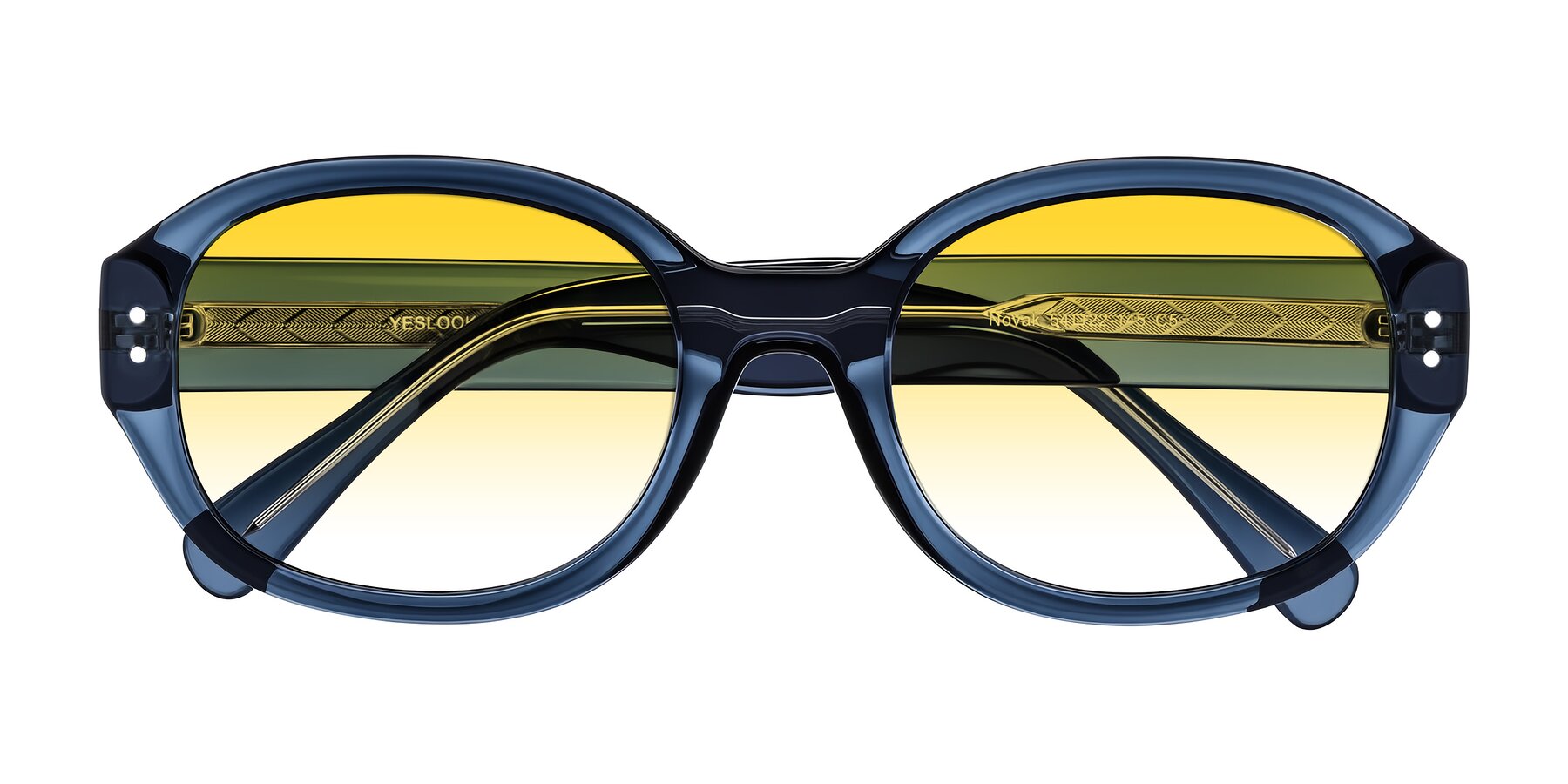 Folded Front of Novak in Translucent Blue with Yellow Gradient Lenses