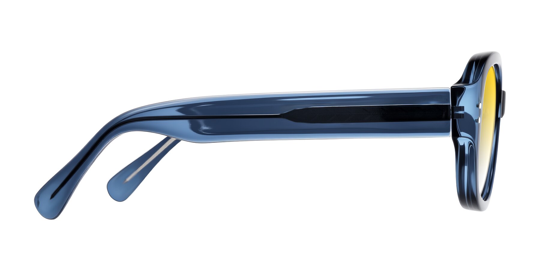 Side of Novak in Translucent Blue with Yellow Gradient Lenses