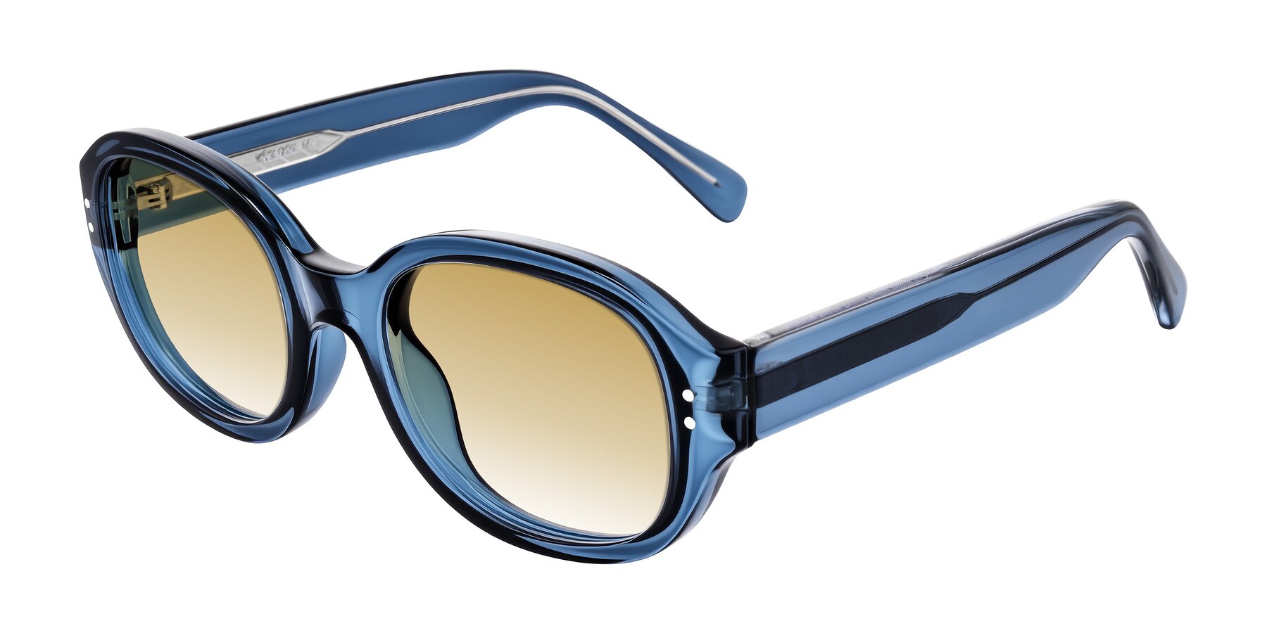 Angle of Novak in Translucent Blue with Champagne Gradient Lenses