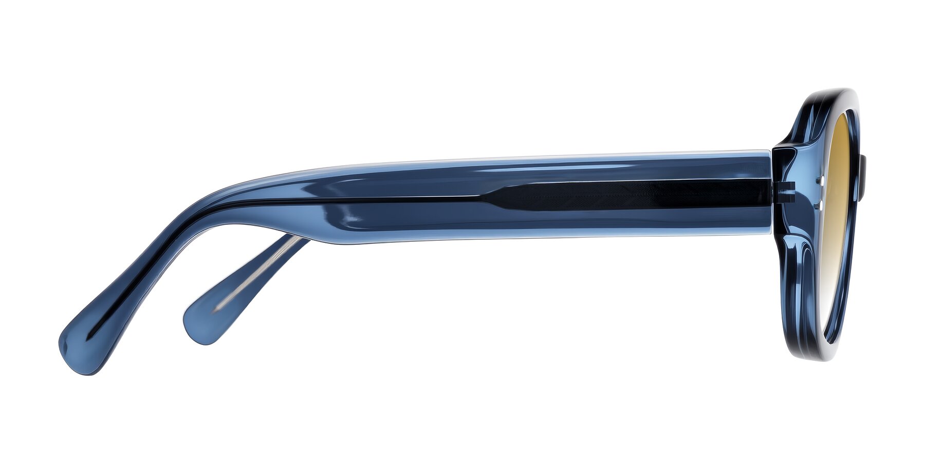 Side of Novak in Translucent Blue with Champagne Gradient Lenses