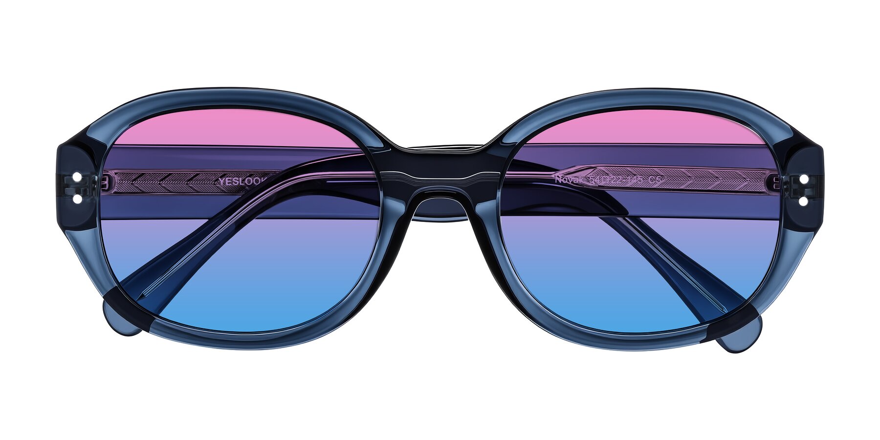 Folded Front of Novak in Translucent Blue with Pink / Blue Gradient Lenses
