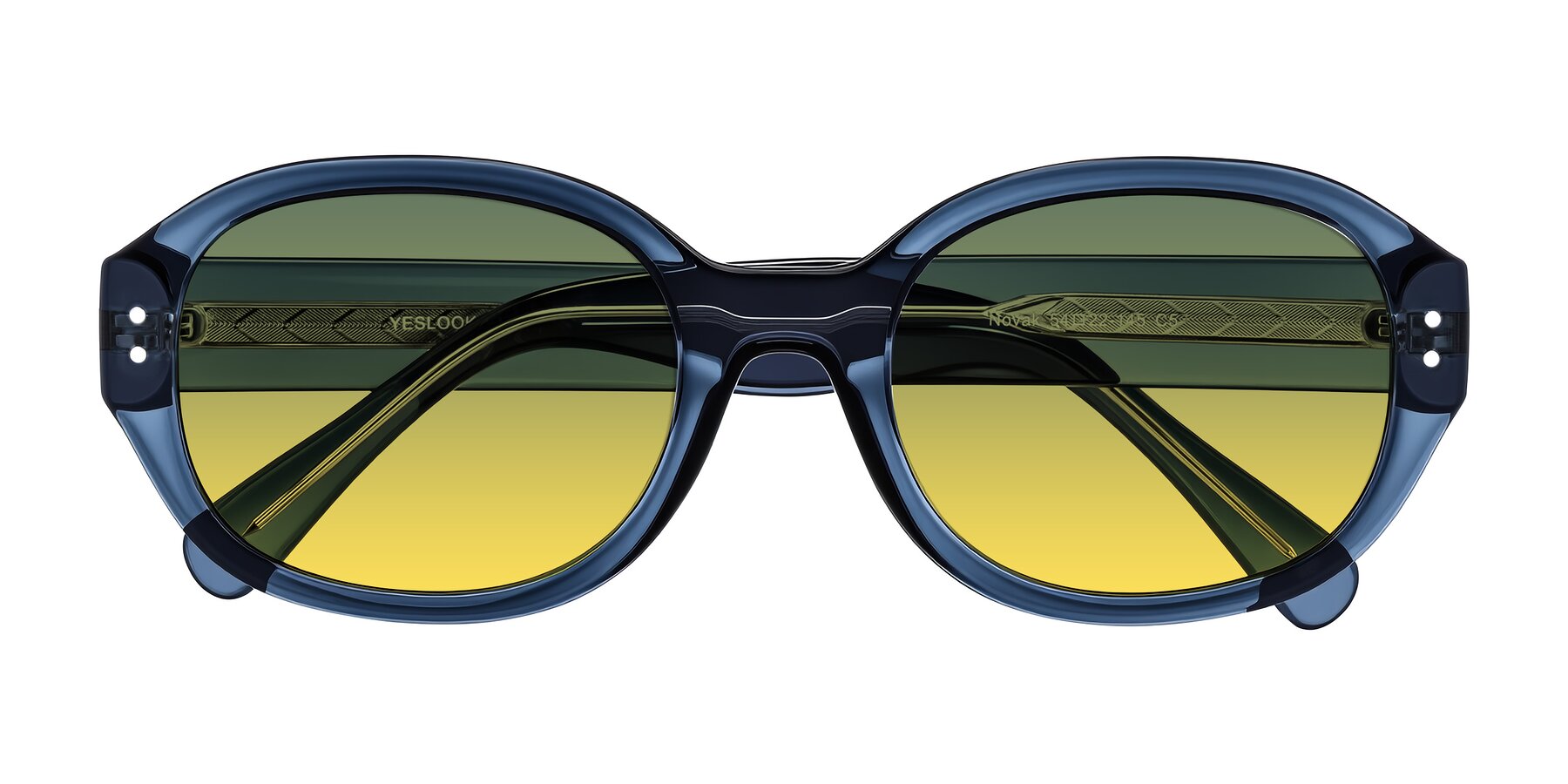 Folded Front of Novak in Translucent Blue with Green / Yellow Gradient Lenses