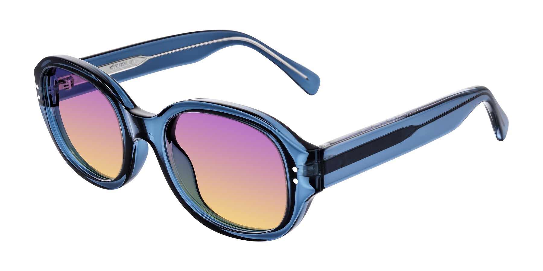 Angle of Novak in Translucent Blue with Purple / Yellow Gradient Lenses