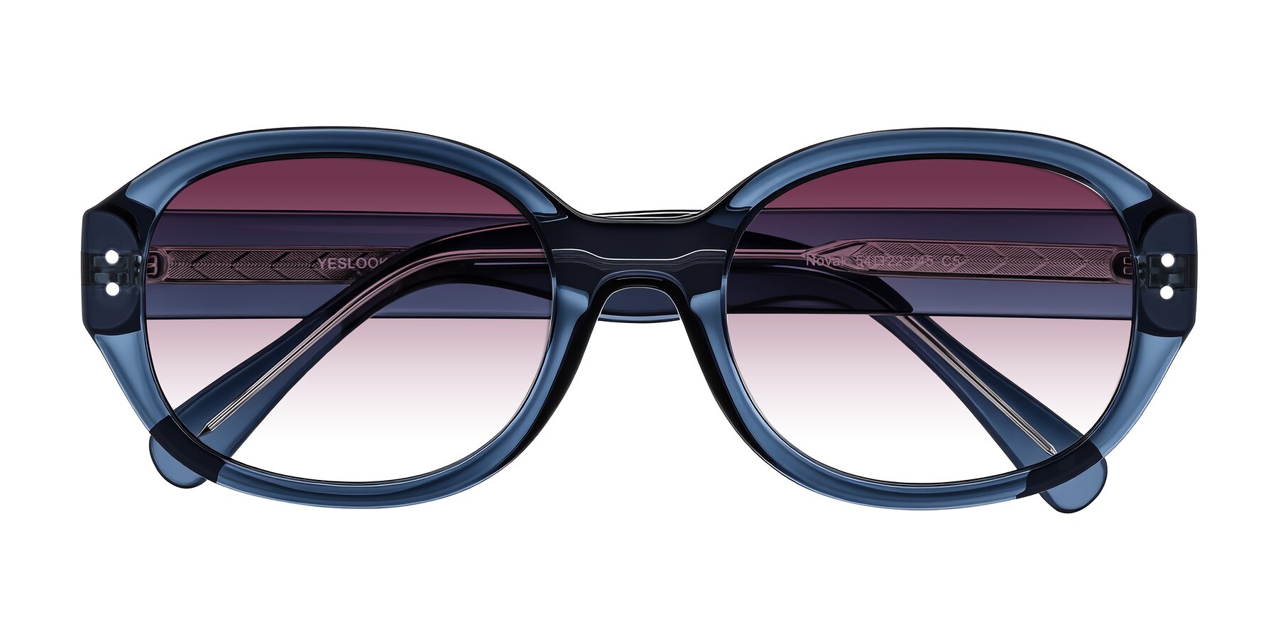 Folded Front of Novak in Translucent Blue with Wine Gradient Lenses