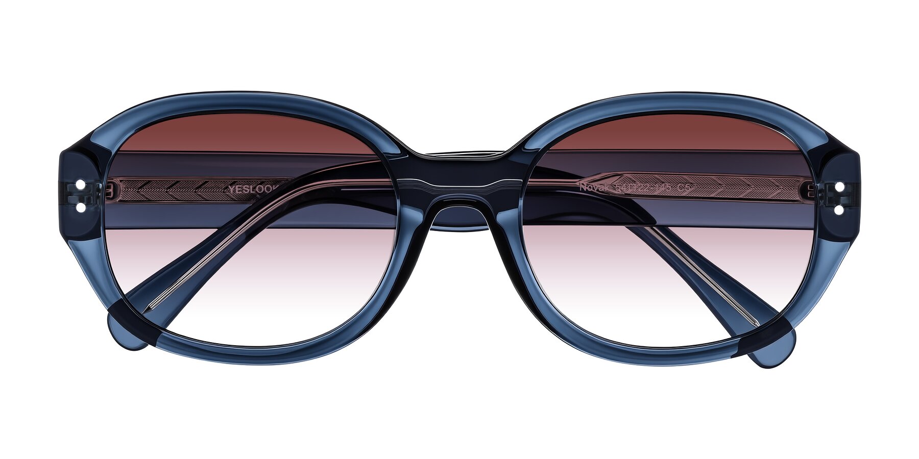 Folded Front of Novak in Translucent Blue with Garnet Gradient Lenses