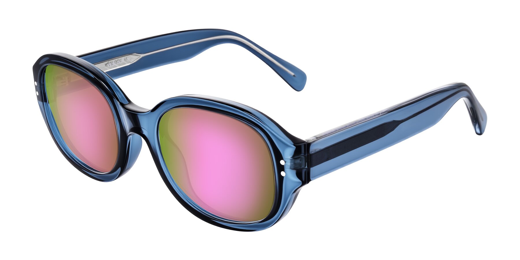 Angle of Novak in Translucent Blue with Pink Mirrored Lenses
