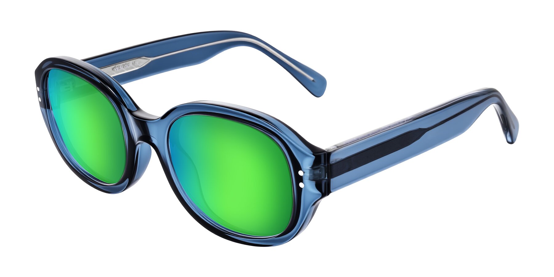 Angle of Novak in Translucent Blue with Green Mirrored Lenses