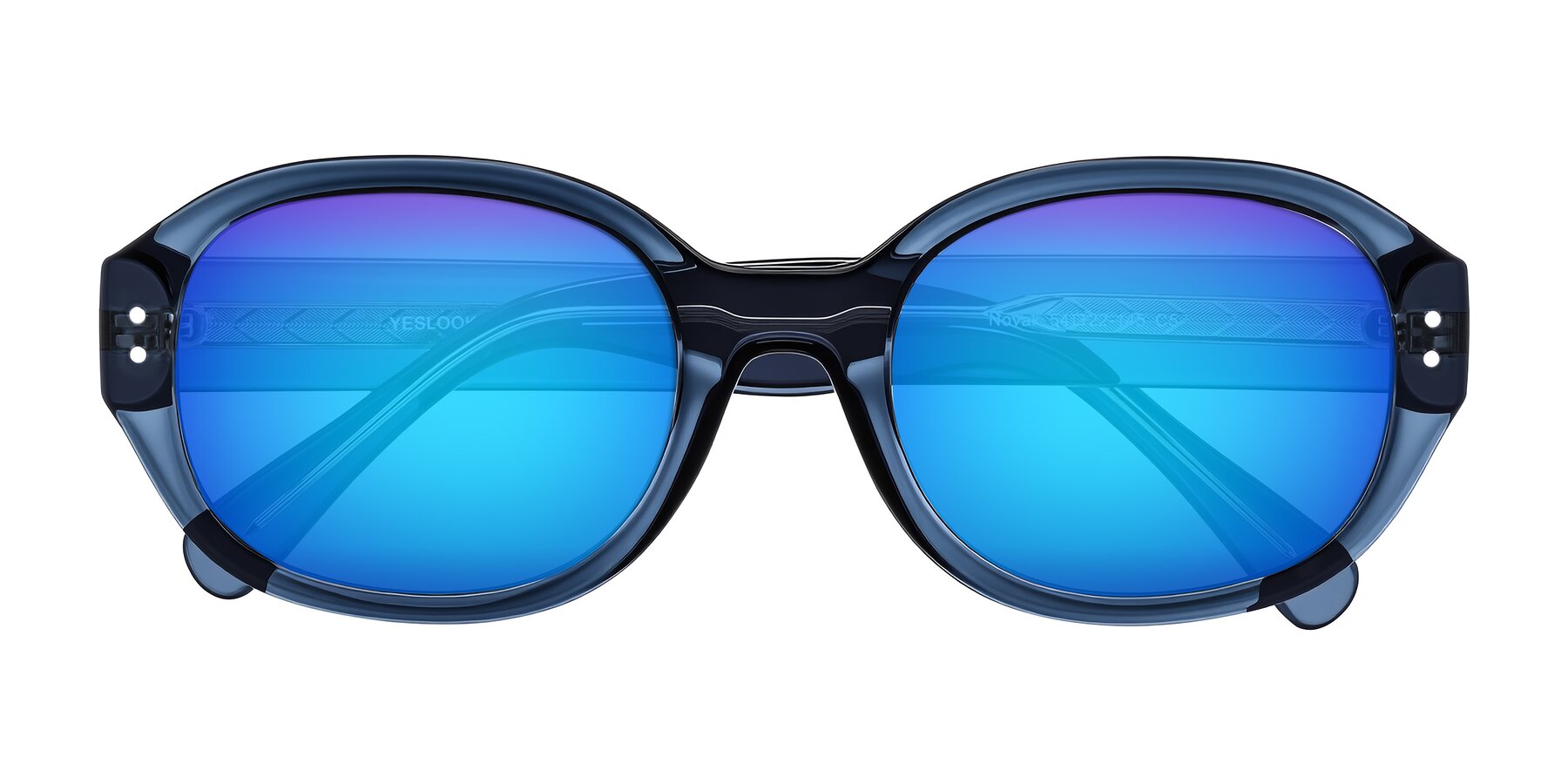 Folded Front of Novak in Translucent Blue with Blue Mirrored Lenses