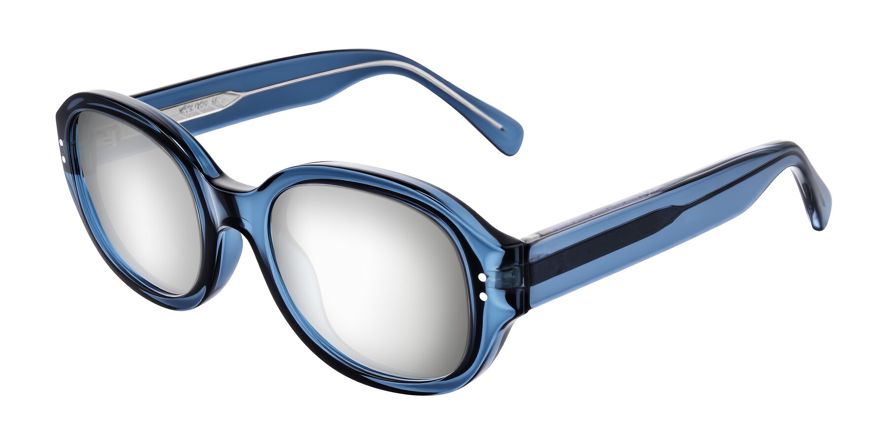 Angle of Novak in Translucent Blue with Silver Mirrored Lenses