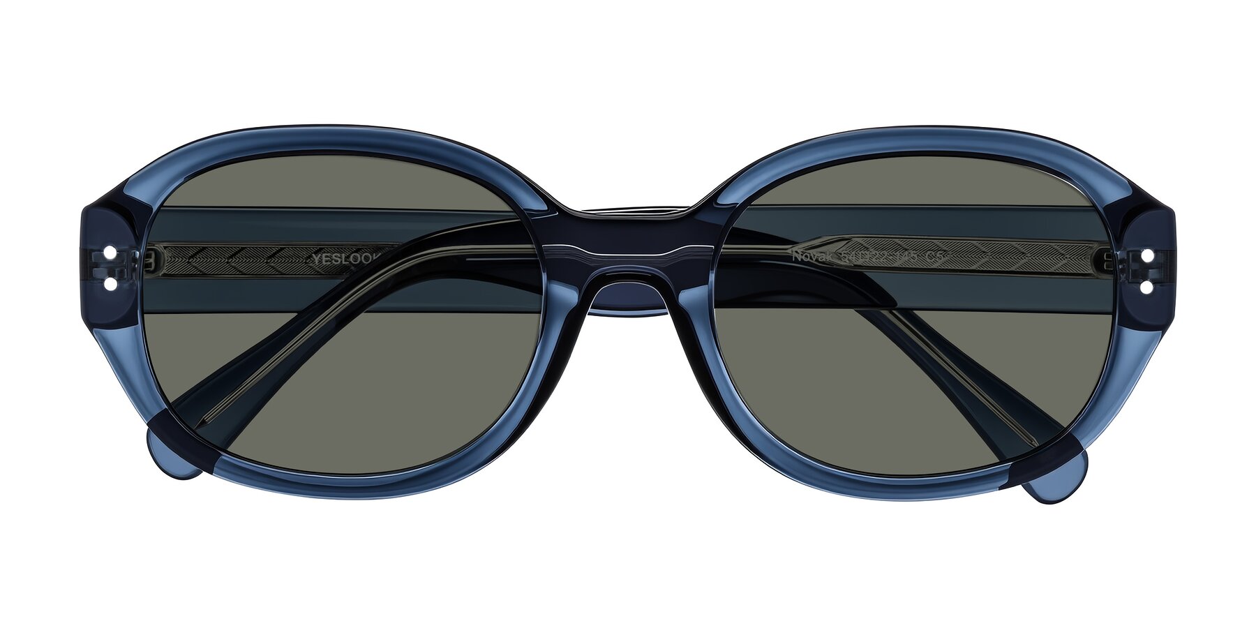 Folded Front of Novak in Translucent Blue with Gray Polarized Lenses