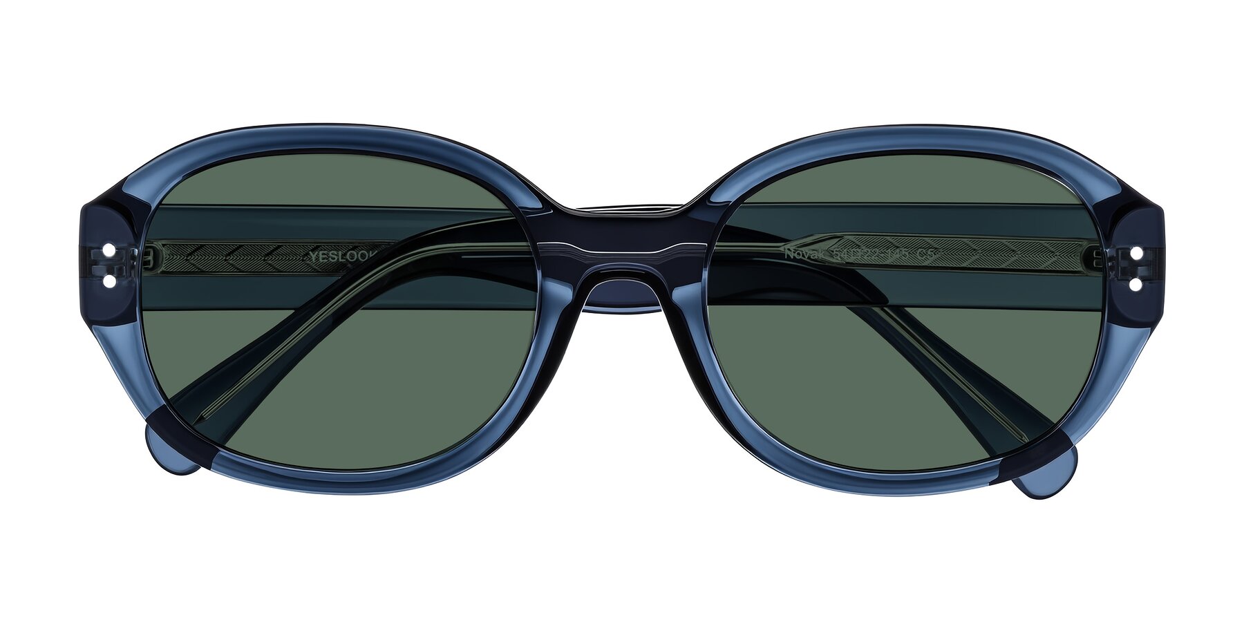 Folded Front of Novak in Translucent Blue with Green Polarized Lenses