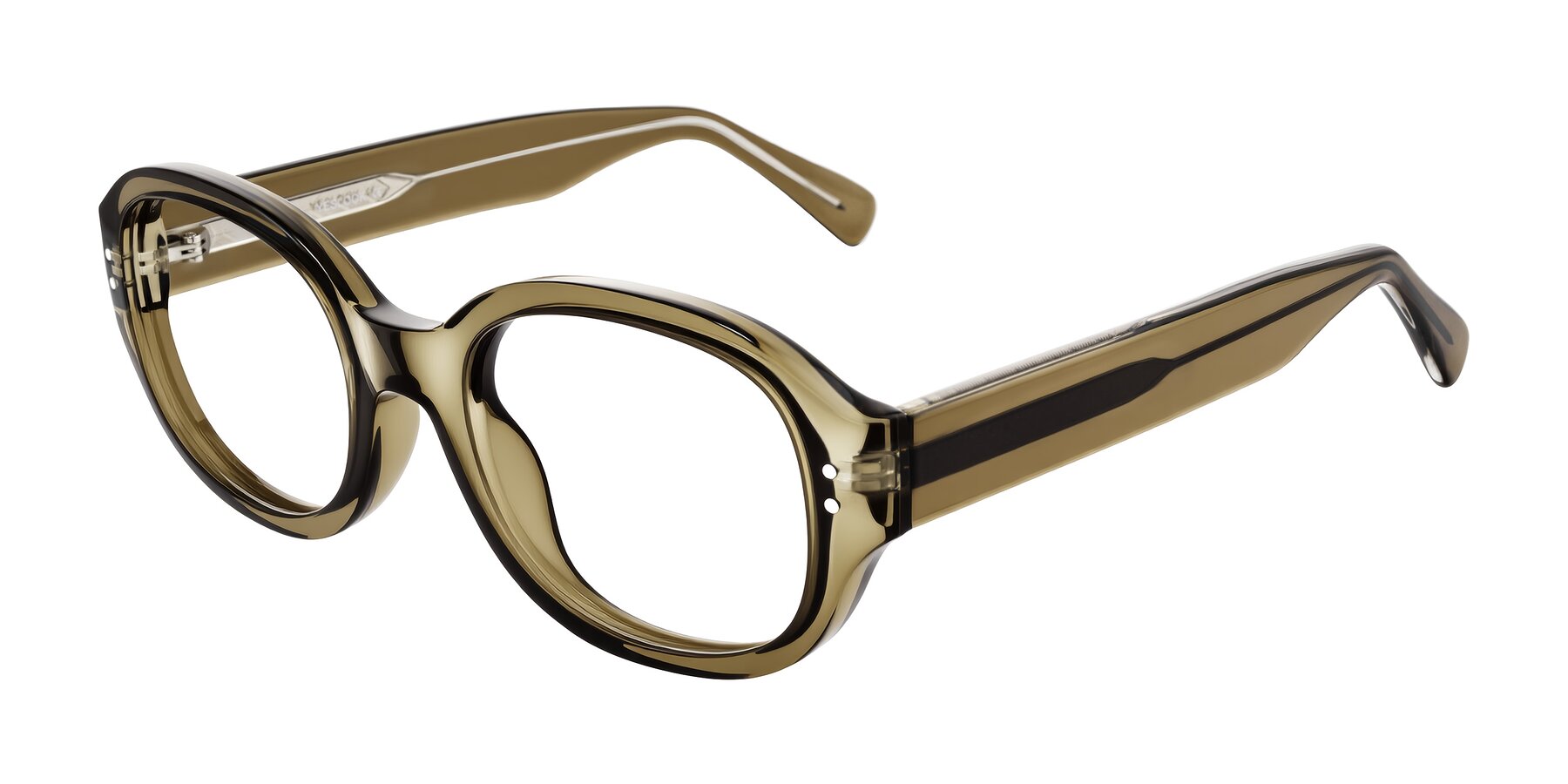 Angle of Novak in Translucent Olive Gray with Clear Reading Eyeglass Lenses