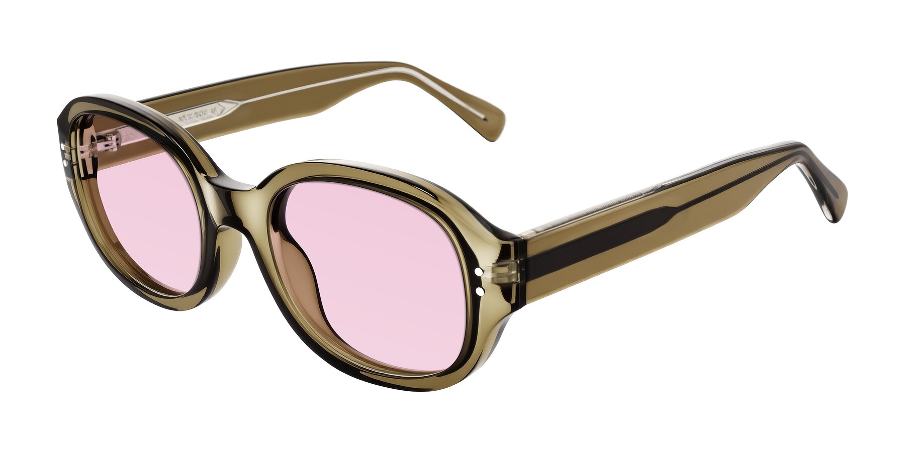 Angle of Novak in Translucent Olive Gray with Light Pink Tinted Lenses
