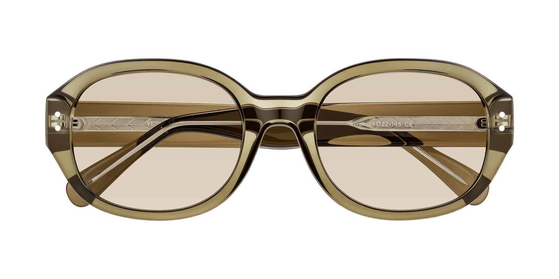 Folded Front of Novak in Translucent Olive Gray with Light Brown Tinted Lenses