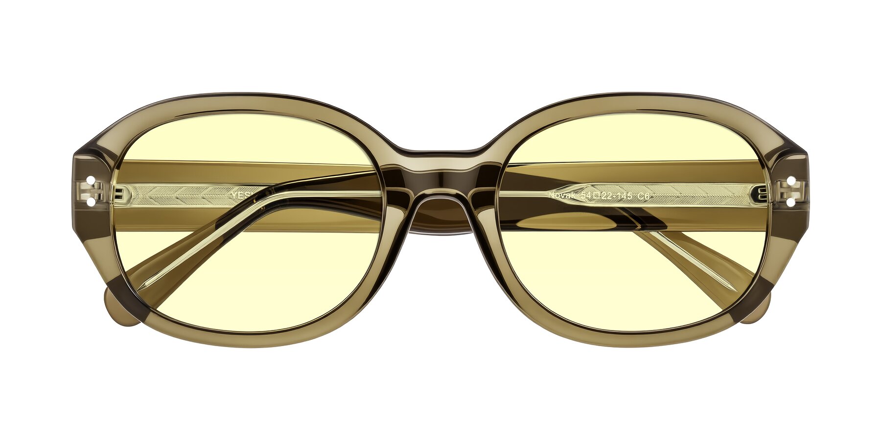 Folded Front of Novak in Translucent Olive Gray with Light Yellow Tinted Lenses
